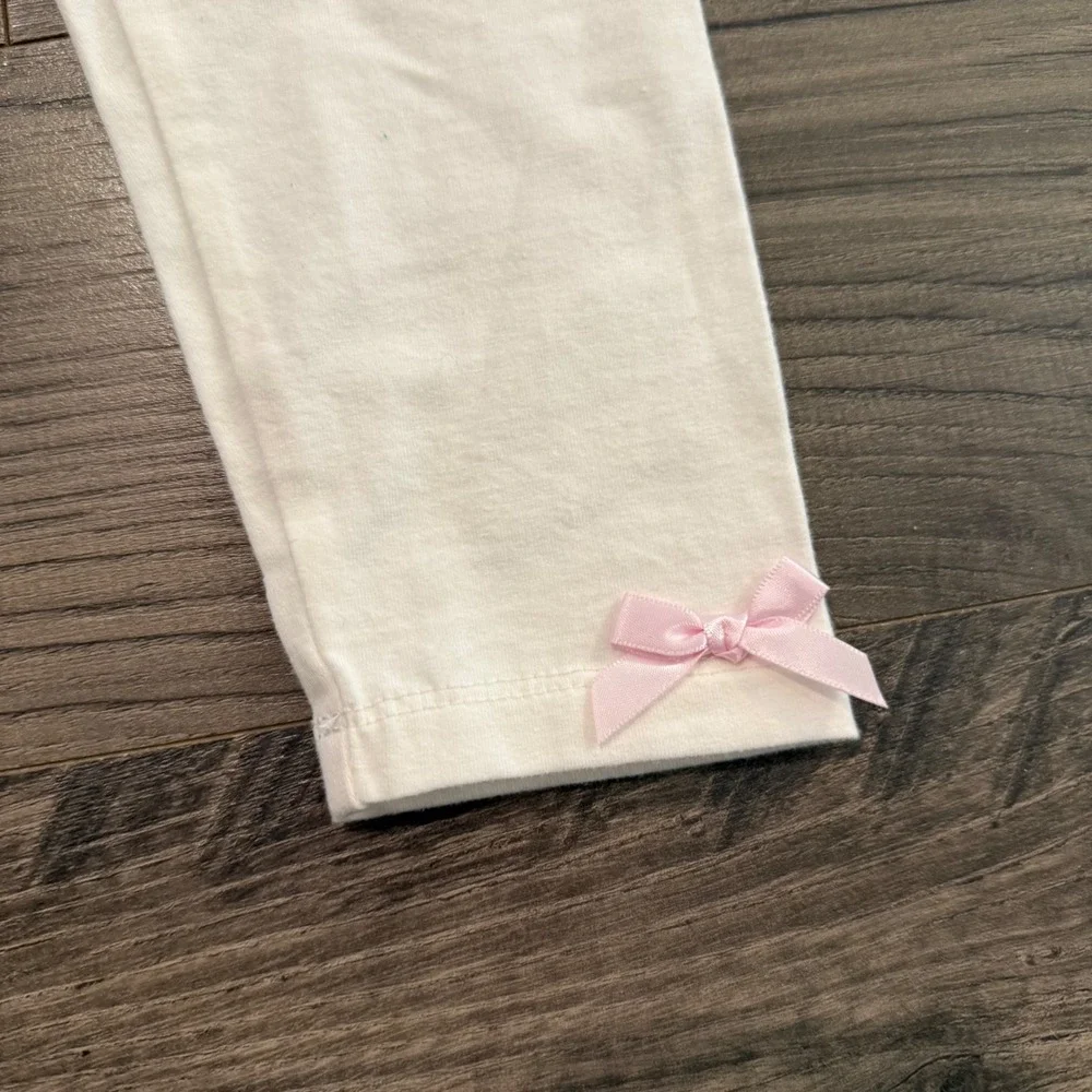 Rare Editions Pink & Cream Floral Tulle Top with Cream Leggings